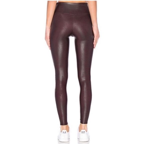 SPANX Faux Leather High Rise Stretch Leggings Wine M - Picture 2 of 5